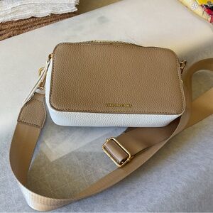 Tan and White Crossbody Bag